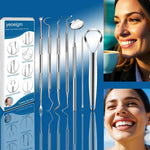 Professional dental tools kit, 7pcs, stainless steel, tongue scraper, plaque tartar cleaner, personal and pets use