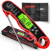 Meat Thermometer Digital - Instant Read Waterproof Food Thermometer with Backlight for Cooking, Grill, Candy, Kitchen & Stocking Stuffers for Men - Red