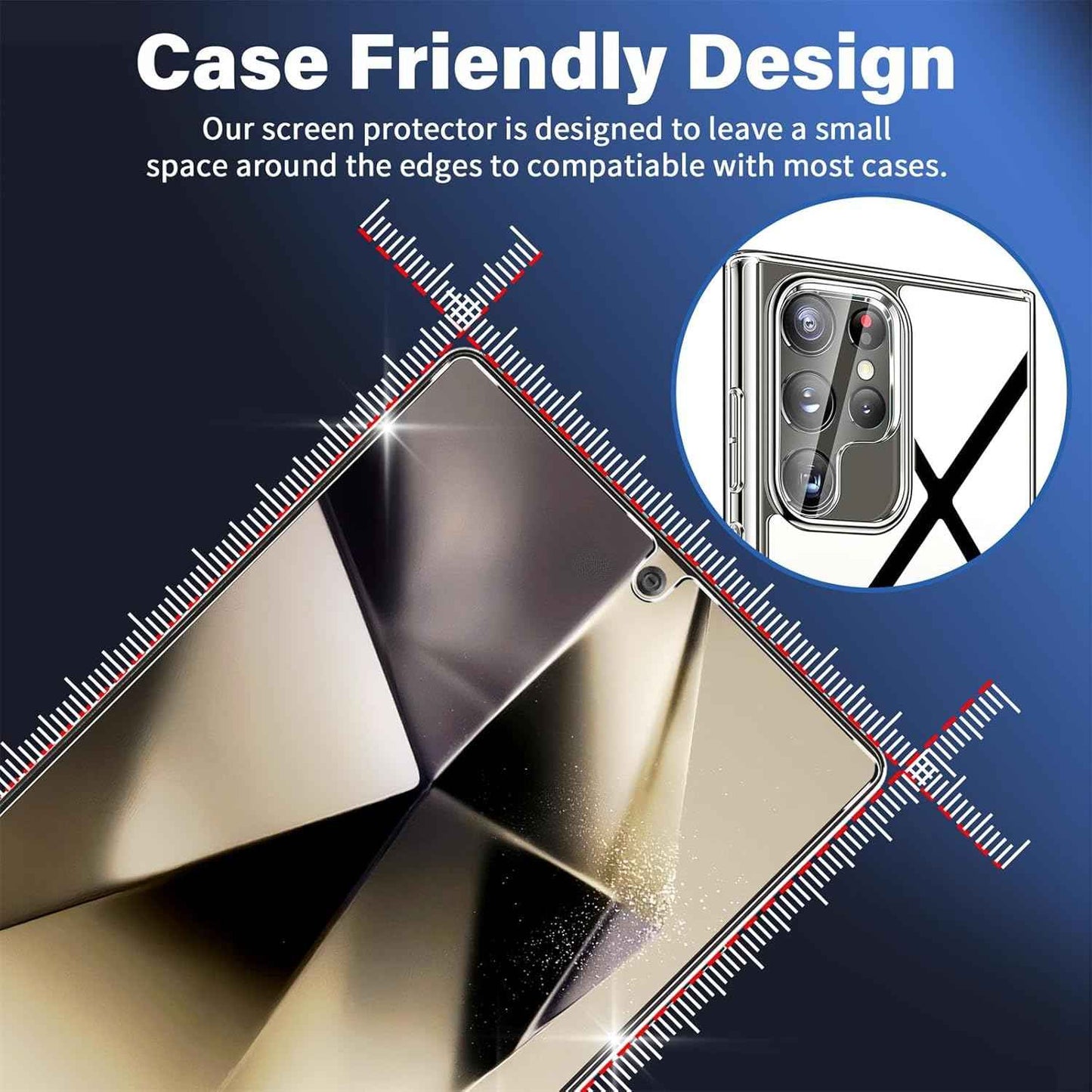 3 Pack Glass Screen Protector for Samsung Galaxy S25 Ultra [6.9 inch] + 3 Pack Camera Lens Protector, 9H Tempered Glass, Fingerprint Unlock, HD Clear Case Friendly Anti-Scratch