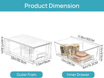 Vtopmart 4 Pack Stackable Storage Drawers, Clear Acrylic Drawer Organizers with Handles for Fridge, Bathroom, Kitchen, Undersink, Cabinet, Pantry