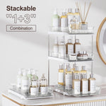 Delamu 2-Tier Bathroom Under Sink Organizer, Stackable Kitchen Pantry Storage, White, 2 Pack