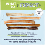 Pawstruck natural large 12 inch beef collagen sticks for dogs - long lasting rawhide alternative with high protein and chondroitin - 5 pack