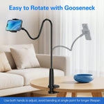 Gooseneck Phone Holder for Bed, Flexible Overhead Cell Phone Mount for Desk, Hands-Free Viewing Clamp Stand Compatible with iPhone 17 16 15 Pro Max and 3.5-7" Devices