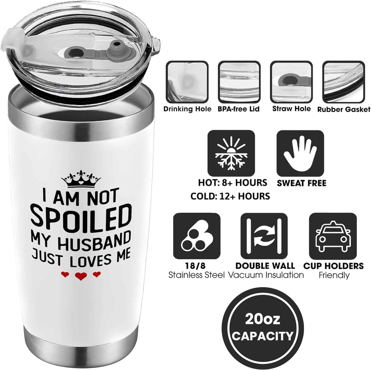 Gifts for Wife - Wife Gifts from Husband - Wedding Anniversary for Women, Valentines, Birthday Gift Ideas, Mothers Day, Christmas Gift for Her - Romantic Cup for Her - 20 Oz White Tumbler