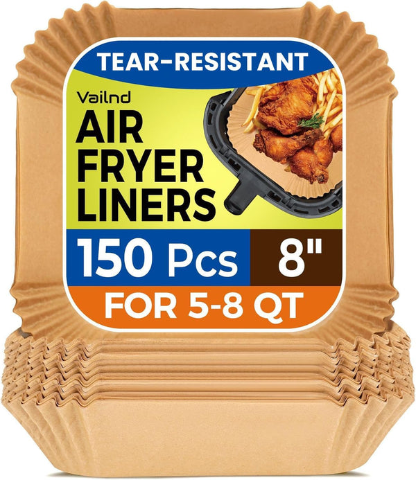 400 Pcs Air Fryer Liners Disposable, 8" Square Heavy-Duty Parchment Paper for 5-8 qt Airfryer Basket, Non-Stick & Grease-Proof Baking Liner for Oven Pan