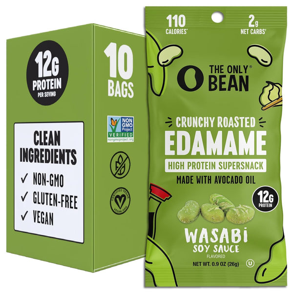 Crunchy Dry Roasted Edamame Snacks in Sea Salt, High Protein, Low Carb, Gluten Free, Vegan