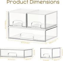 Clear Acrylic Stackable Storage Drawers for Bathroom, Kitchen, and Vanity