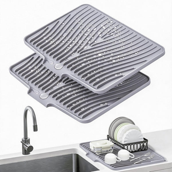 Silicone Dish Drying Mat for Kitchen Counter, Heat Resistant and Non-Slip