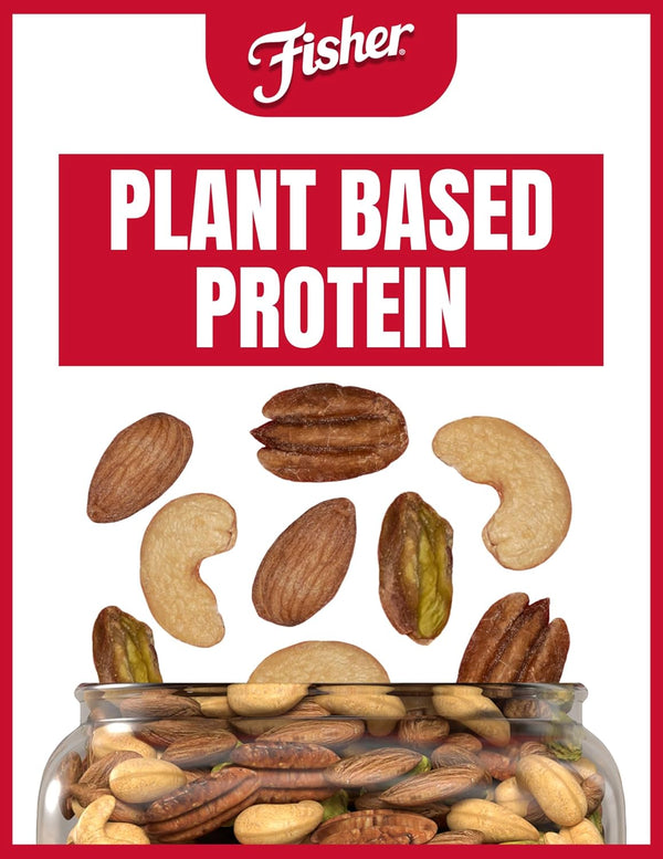 Fisher Oven Roasted Mixed Nuts, 24 Oz, Almonds, Cashews, Pecans, Pistachios, Healthy Snack