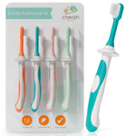 cherish baby care baby toothbrush & toddler toothbrush set (0-2 years) - teal - bpa-free & safety-tested
