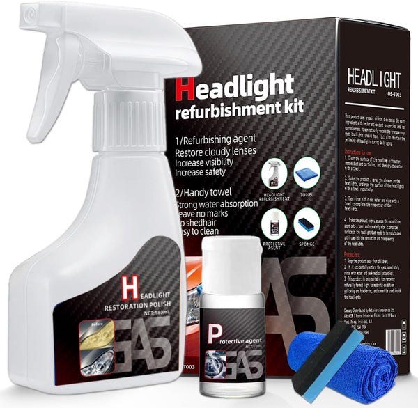 Car Headlight Restoration Polishing Kits with 6.3Fl.Oz Ceramic Coating Spray