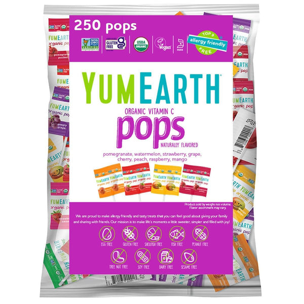 YumEarth Organic Pops Variety Pack, 60 Fruit Flavored Favorites Lollipops, Allergy Friendly, Gluten Free, Non-GMO, Vegan, No Artificial Dyes