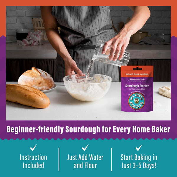 MY RUSTIC ROOTS San Francisco Sourdough Starter Culture - Organic & Beginner Friendly for Homemade Artisan Bread