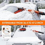 astroai 47.2 inch ice scraper with extendable snow brush and 360° pivoting head for cars and trucks (orange)