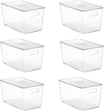 Vtopmart 6 Pack Clear Stackable Storage Bins with Lids, Medium Plastic Containers with Handle for Pantry Organizer and Storage,Perfect for Kitchen,Fridge,Cabinet, Closet,Bathroom Organization