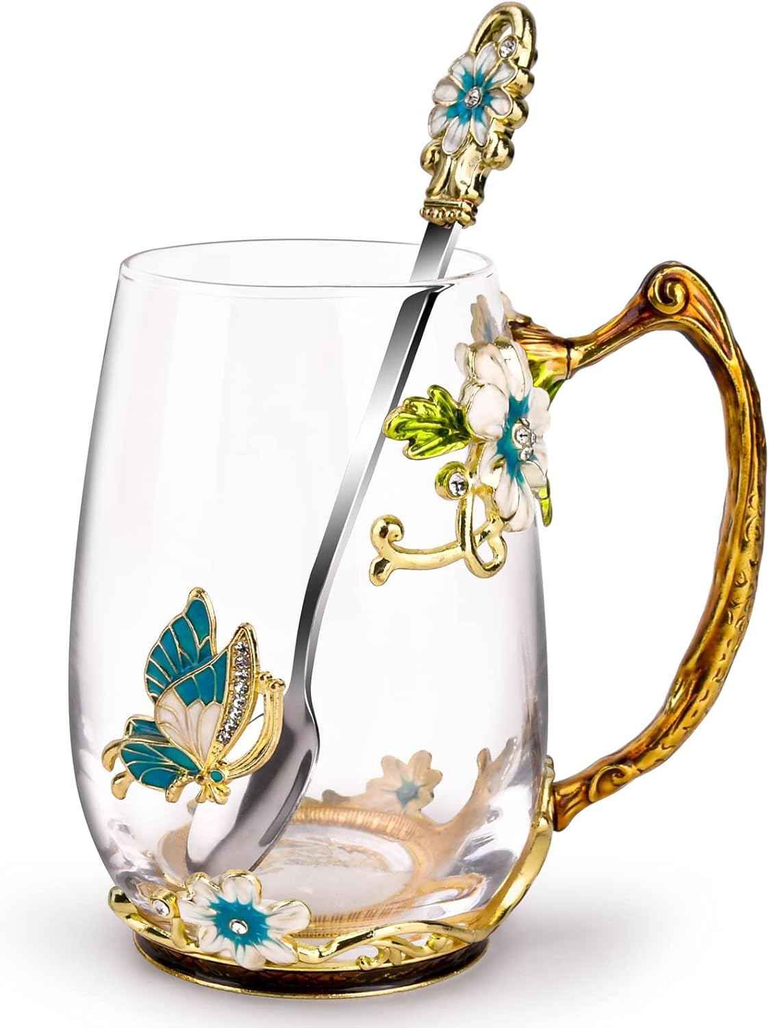 OEAGO Gifts for Mom Women Valentines Day Gifts for Her Glass Coffee Enamels Mug Best Birthday Valentine's for Girlfriend Wife Mothers Day from Daughter Son Tea Cup Stocking Stuffers Christmas