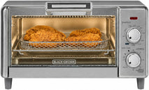 BLACK+DECKER Crisp 'N Bake Air Fry Countertop Convection Toaster Oven, Medium Capacity, 4-Slice, 5-in-1, Fits 9” Pizza, 30-Min Timer, Bake, Broil, Air Fry, Toast, Keep Warm, Stainless Steel