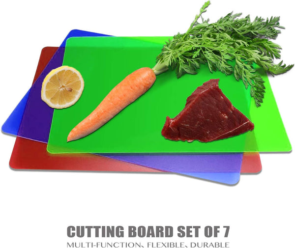 Flexible cutting boards set of 7 for kitchen use