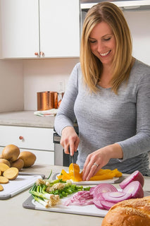 3-piece cutting board set with non-slip handles and gray color