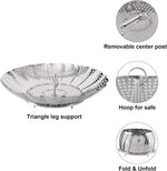 Zocy Steamer Basket, Stainless Steel Vegetable Steam Baskets for Steaming Cooking Expandable to Fit Various Size Pot (5.5" to 9.3")