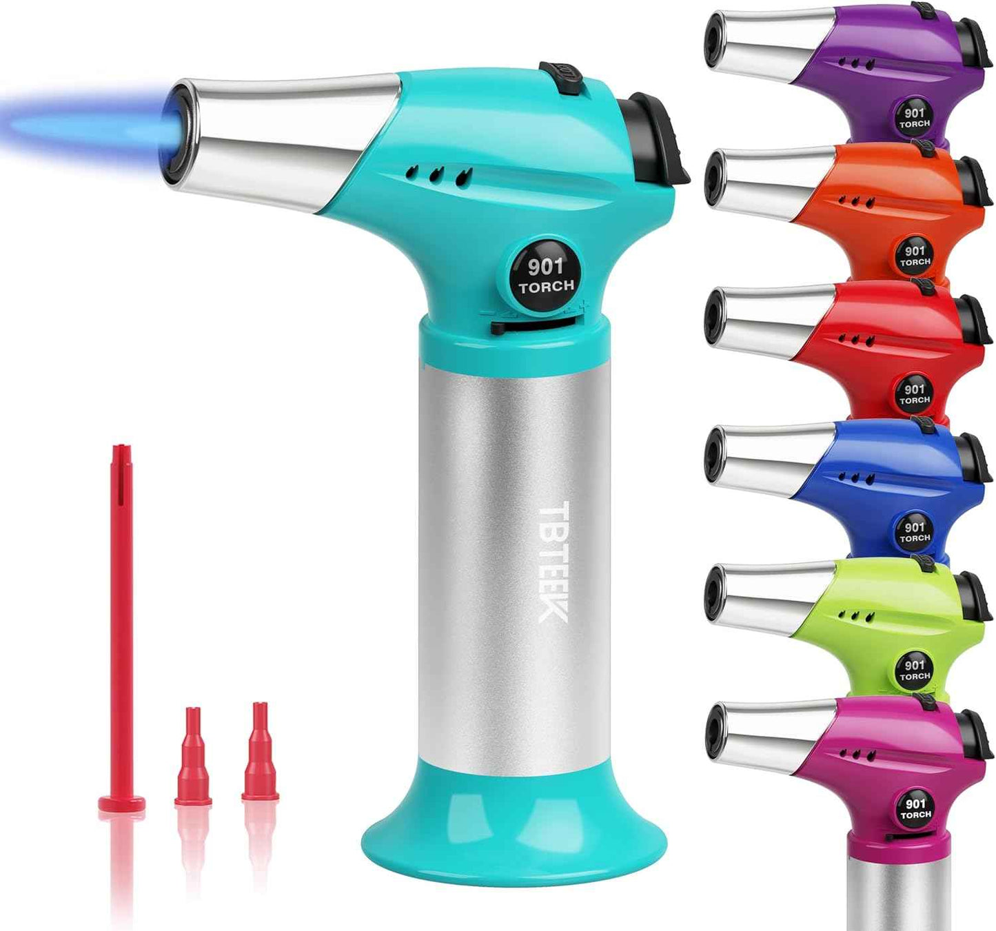 TBTEEK Butane Torch, Kitchen Torch Cooking Torch with Safety Lock & Adjustable Flame for Cooking, BBQ, Baking, Brulee, Creme, DIY Soldering(Butane Not Included)