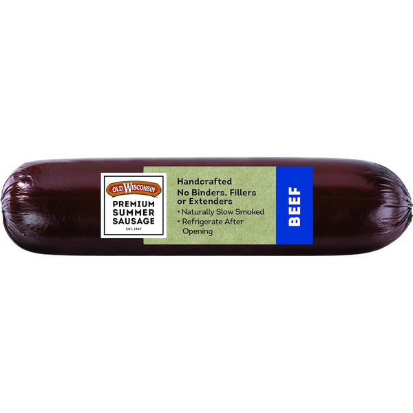 Old Wisconsin Premium Summer Sausage, 100% Natural Beef, Ready to Eat, 8 Ounce