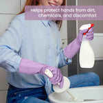 Reusable Rubber Dishwashing Gloves 4 Pairs Kitchen Cleaning Gloves for Washing Dishes and Cleaning Non-Slip Grip Flocked Lining for Women and Men