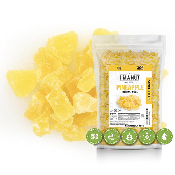 Premium Dried Pineapple Chunks 16oz, Non-GMO, Gluten & Peanut Free, Ethically Sourced