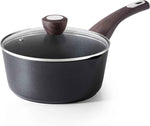 SENSARTE Ceramic Nonstick Sauce Pan with Lid, 3.0 Quart Saucepan with Double Spout, Large Cooking Pot, Non toxic Kitchen Sauce Pot, Non stick Saucier Pan, Induction Cookware, PFOA PTFE PFAS Free