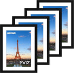 FIXSMITH 8x10 Picture Frame Set of 2, Photo Frame with HD Plexiglass, Display Pictures 5x7 with Mat or 8x10 Without Mat Multi Picture Frames Collage for Tabletop or Wall Display, Black
