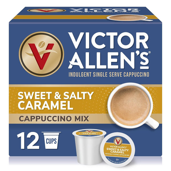 Victor Allen's Coffee Sweet and Salty Caramel Flavored Cappuccino Mix, 42 Count, Single Serve K-Cup Pods for Keurig K-Cup Brewers