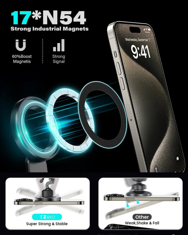 for Magsafe CD Phone Holder for Car [17 Strong Magnets] Magnetic CD Player Phone Mount, Hollow Socket CD Slot Phone Mount for iPhone 17 16 15 14 13 12 Series Pop Grip Ring Holder Magsafe Case