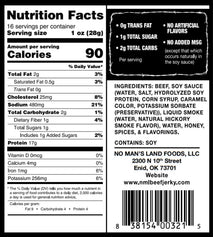 No Mans Land Slow-Dried Beef Jerky, Smoked & Seasoned Jerky Strips, High Protein, Low Carb Beef Snack, Gluten Free