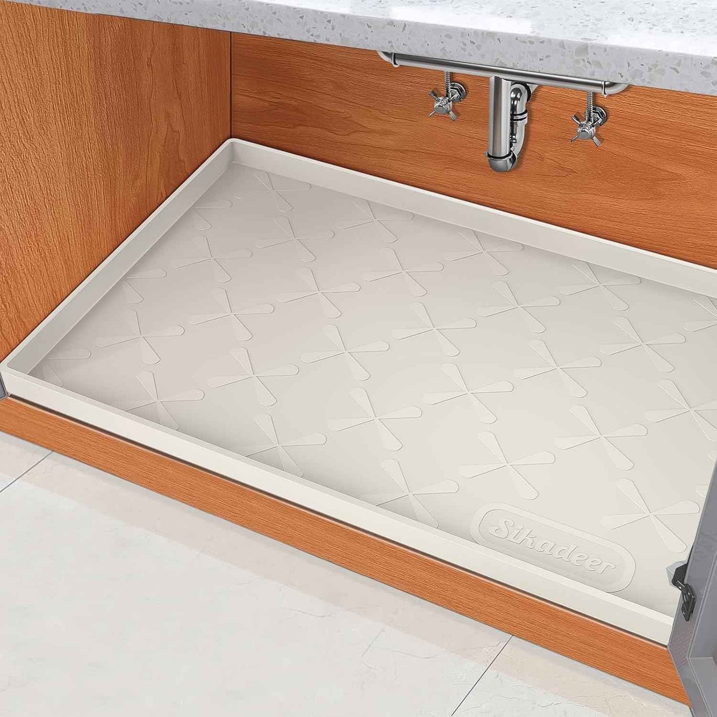 SIKADEER 34" x 22" Under Sink Mat Waterproof, Silicone Mat Kitchen Drawer Shelf and Cabinet Liner, Sink Protector for Kitchen Organizers and Storage, Boot Tray Pet Food Mats