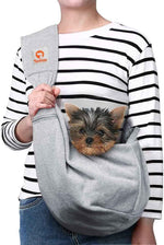 Tomkas Small Dog Sling Carrier - Classic Pocket & Classic Strap - for 3-10 lbs Pets(Black)
