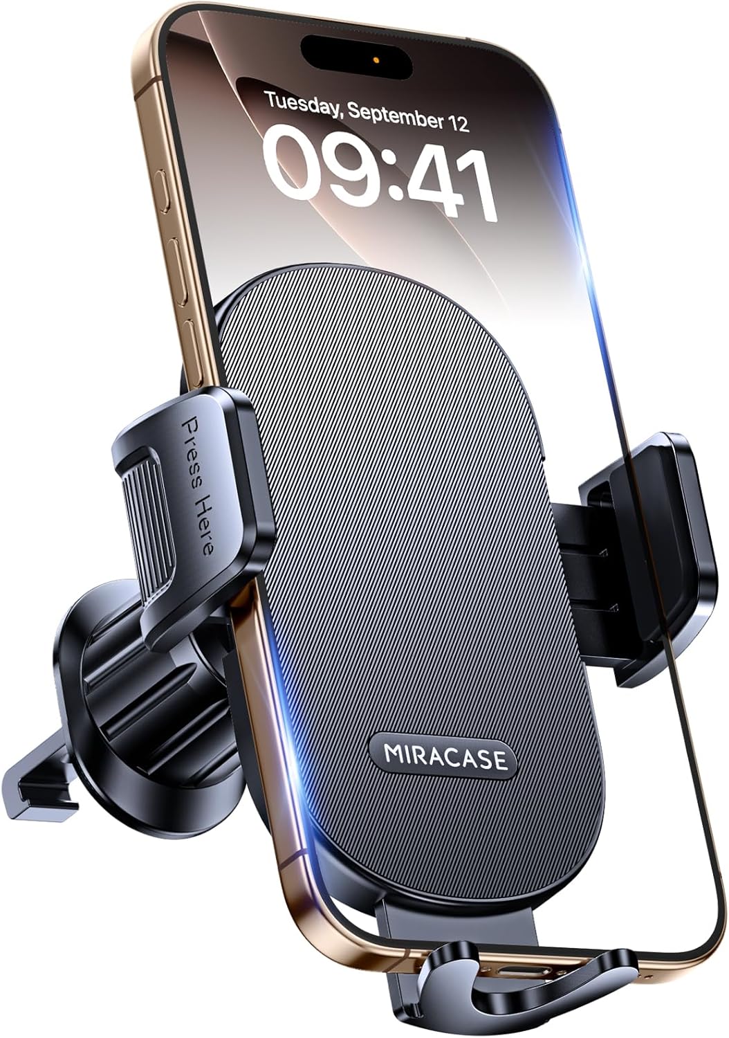 Miracase Phone Holders for Your Car with Metal Hook Clip, Air Vent Cell Phone Stand Car Mount, Universal Automobile Cradle for Garmin GPS Fit iPhone Android and All Smartphones, Dark Black