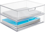 STORi STAX Plastic Stackable Organizer Drawers Set of 2 Clear Made in USA