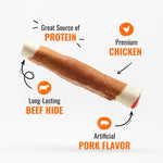goodnfun triple flavor 7 inch rolls for dogs, 6 count, beef hide and chicken