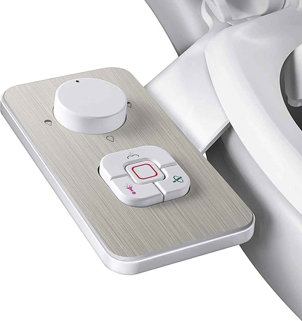 SAMODRA Bidet Attachment, Non-Electric Cold Water Bidet Toilet Seat Attachment with Pressure Controls, Retractable Self-Cleaning Dual Nozzles for Frontal & Rear Wash - Black