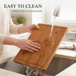 Bamboo cutting board set for kitchen, 3 piece extra thick with juice groove