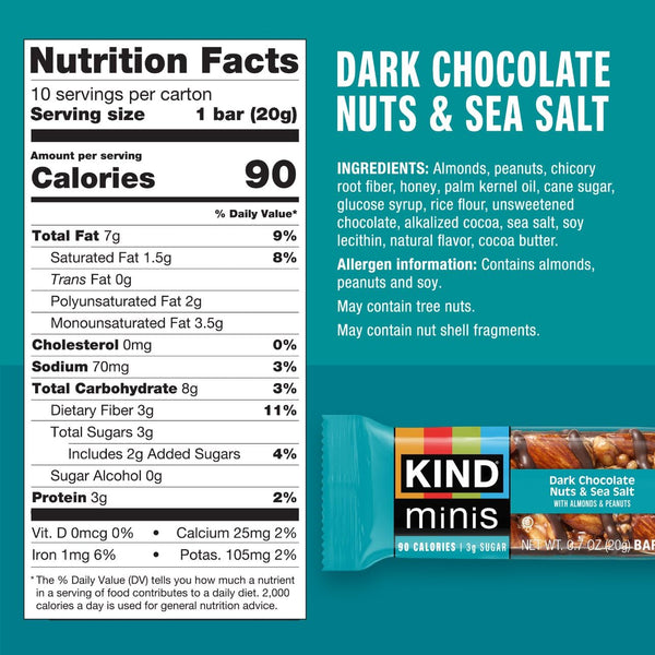 KIND Mini Snack Bars Variety Pack, 30 Count, Gluten Free, Low Sugar, Low Calorie