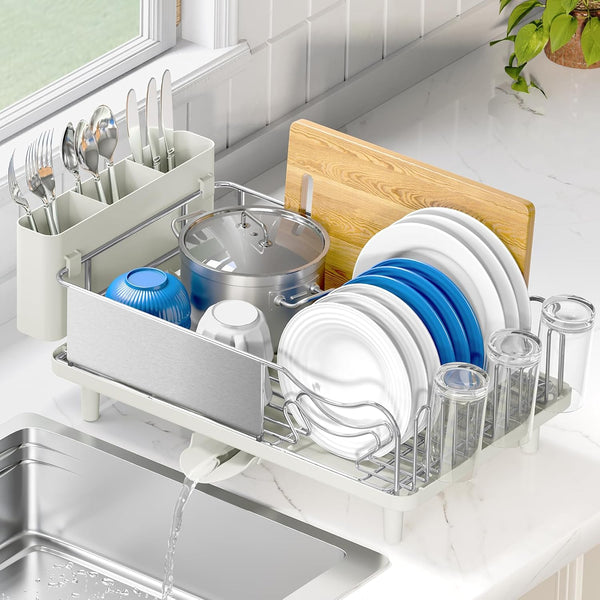 304 Stainless Steel Dish Drying Rack with Large Capacity and Drain Board