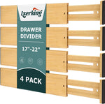 Adjustable bamboo drawer dividers for kitchen, dresser, and closet