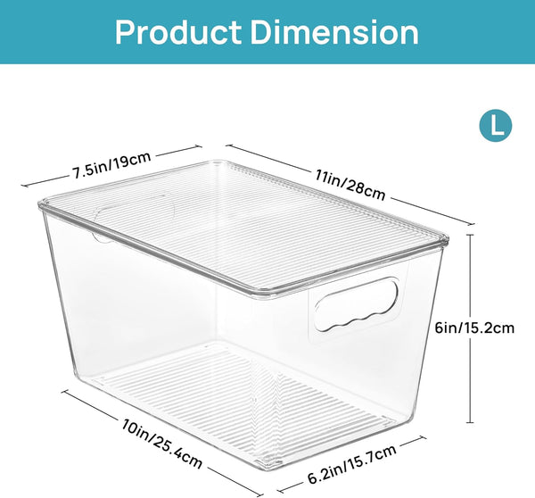 Clear Stackable Storage Bins with Lids for Pantry Organizer and Storage