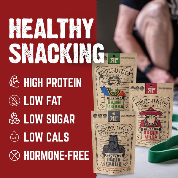 Righteous Felon Biltong Beef Jerky Variety Pack with 3 Flavors