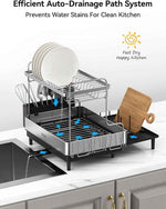 SUNLY 2 Tier Extra Large Dish Drying Rack, Expandable for Kitchen Counter, Multifunctional, Black