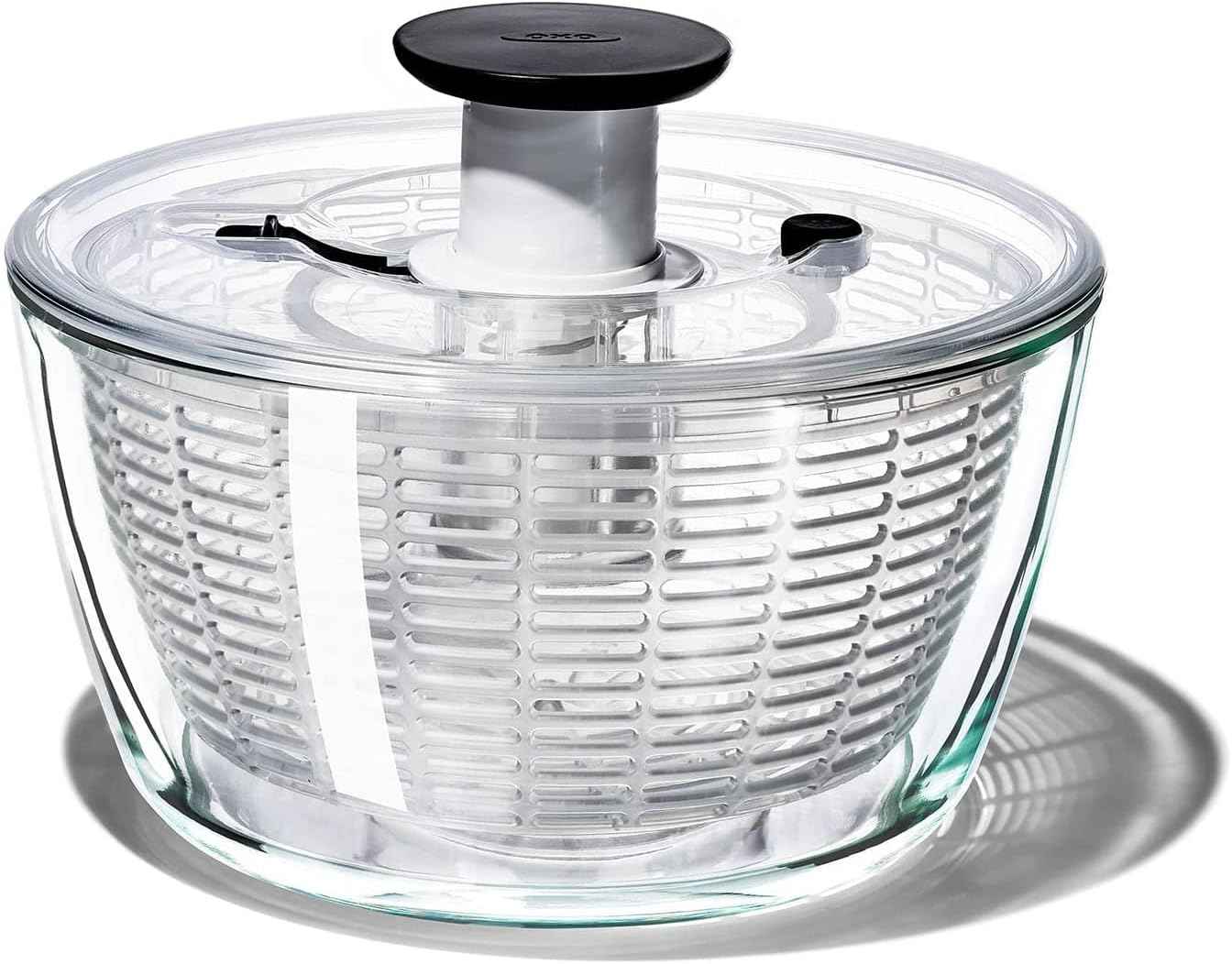 OXO Good Grips Salad Spinner | Lettuce Spinner | Fruit Washer | Fruit Washing Bowl with Strainer | Vegetable Cleaner | Salad Cleaner | Lettuce Washer | 6.22 Quart Capacity