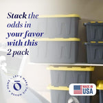 Heavy Duty Plastic Storage Bins with Lids, 15 Gallon, Black/Yellow