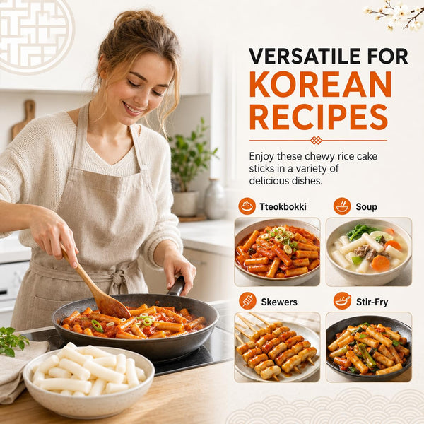 Korean rice cake tteokbokki stick, 2 pack, 21.16 oz per pack, vegan, non-GMO, gluten free