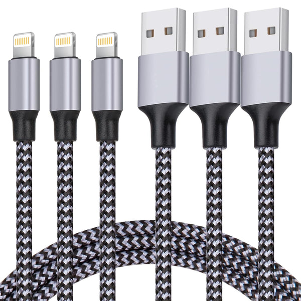 TAKAGI MFi certified Lightning cable 3PACK 6FT nylon braided for iPhone 14/13/12/11 Pro Max/XS MAX/XR/XS/X/8/iPad